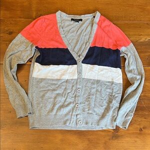 Forever 21 Coral and Navy Colorblock Cardigan